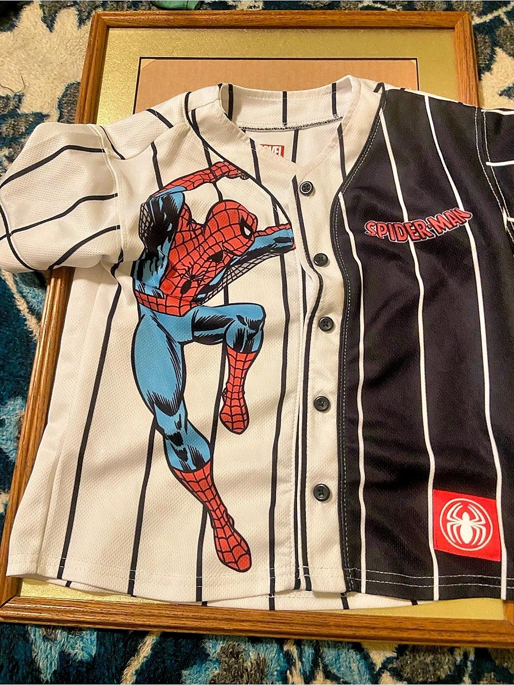 Marvel Spider-Man Pinstripe Baseball Jersey Size Small